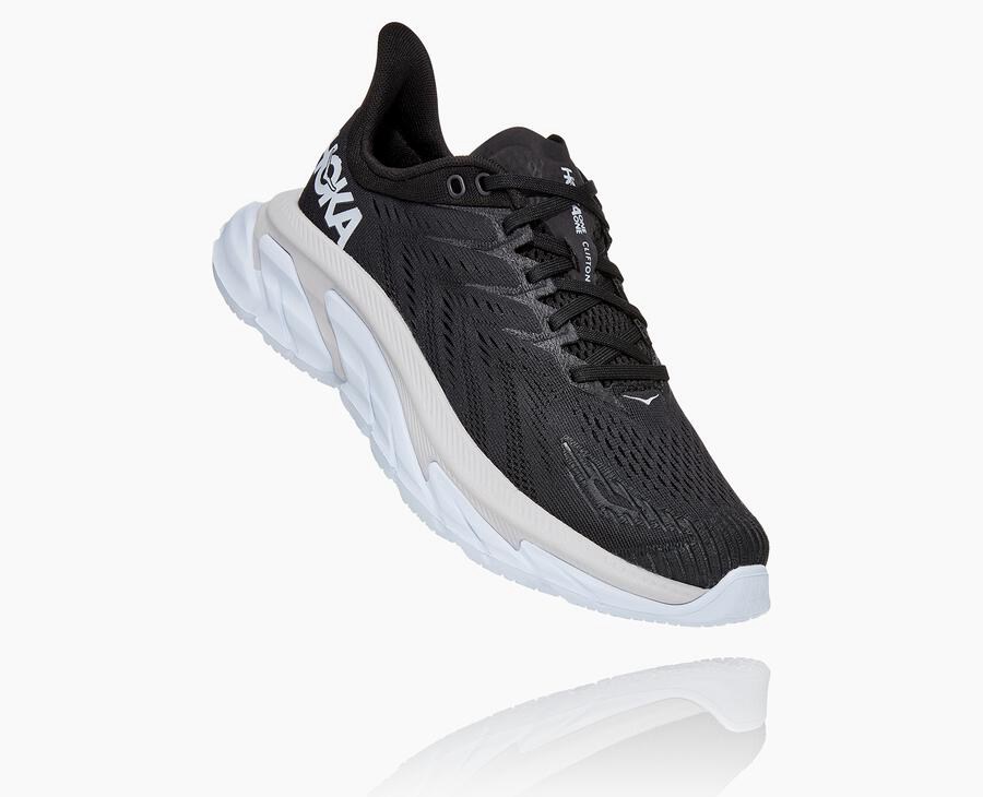 Hoka Australia One One Clifton Edge - Womens Running Shoes Black/White - NZXWM-0587